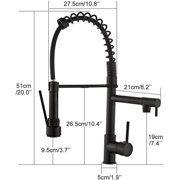 Kitchen Sink Faucet for Bar Farmhouse Commercial, All Copper Black Spring Pull Out Kitchen Sink Hot Cold Water Chrome