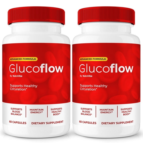 (2 Pack) GlucoFlow – Original Formula with a Clean Blend to Support Healthy Circulation, Natural Energy & Balanced Levels | Just 2 Easy-to-Swallow Pills Daily (120 Capsules)