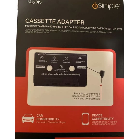 Isimple Cassette Adapter Music Streaming Hands Free Calling Through Car Player