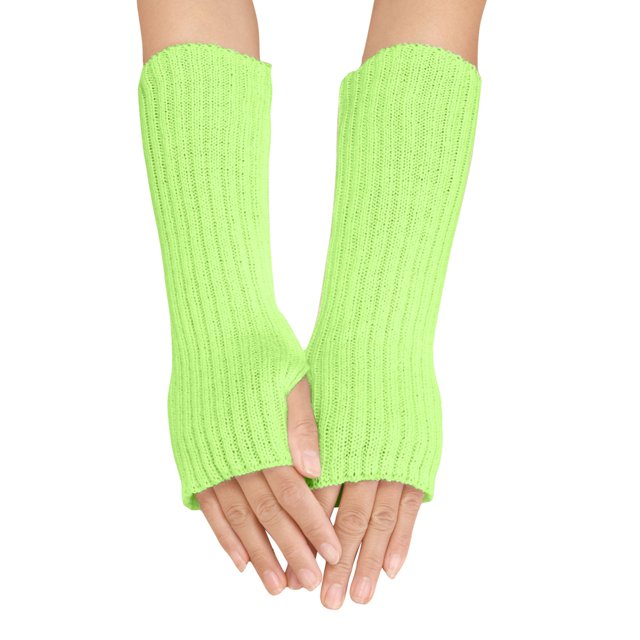 WEAIXIMIUNG Heating Gloves Women Autumn and Winter Solid Color Multicolor Wool Long Striped Knit Half Finger Gloves