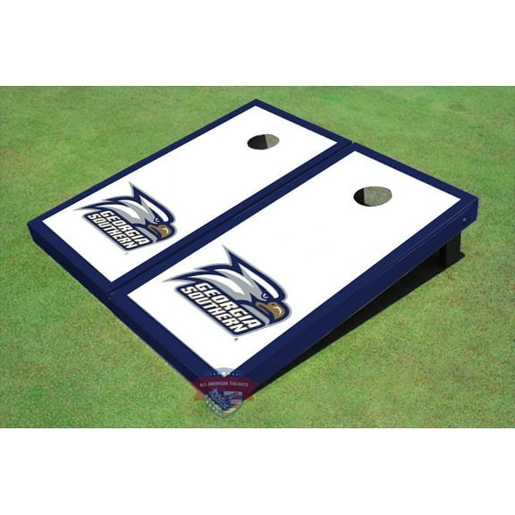Georgia Southern University Head Logo White Matching Border Cornhole Boards