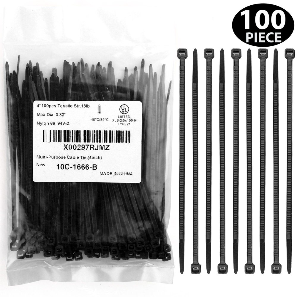 100 PCS 4 in Cable Zip Ties , Heavy Duty SelfLocking Cable Ties with