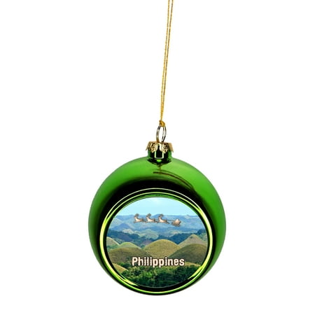 Santa Klaus And Sleigh Riding Over Chocolate Hills Philippines