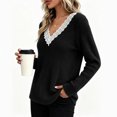 thumbnail image 7 of Tops for Women Lace V-Neck Soft Long Sleeve Ribbed Knit Pullover Casual Fall Winter Shirt, 7 of 7