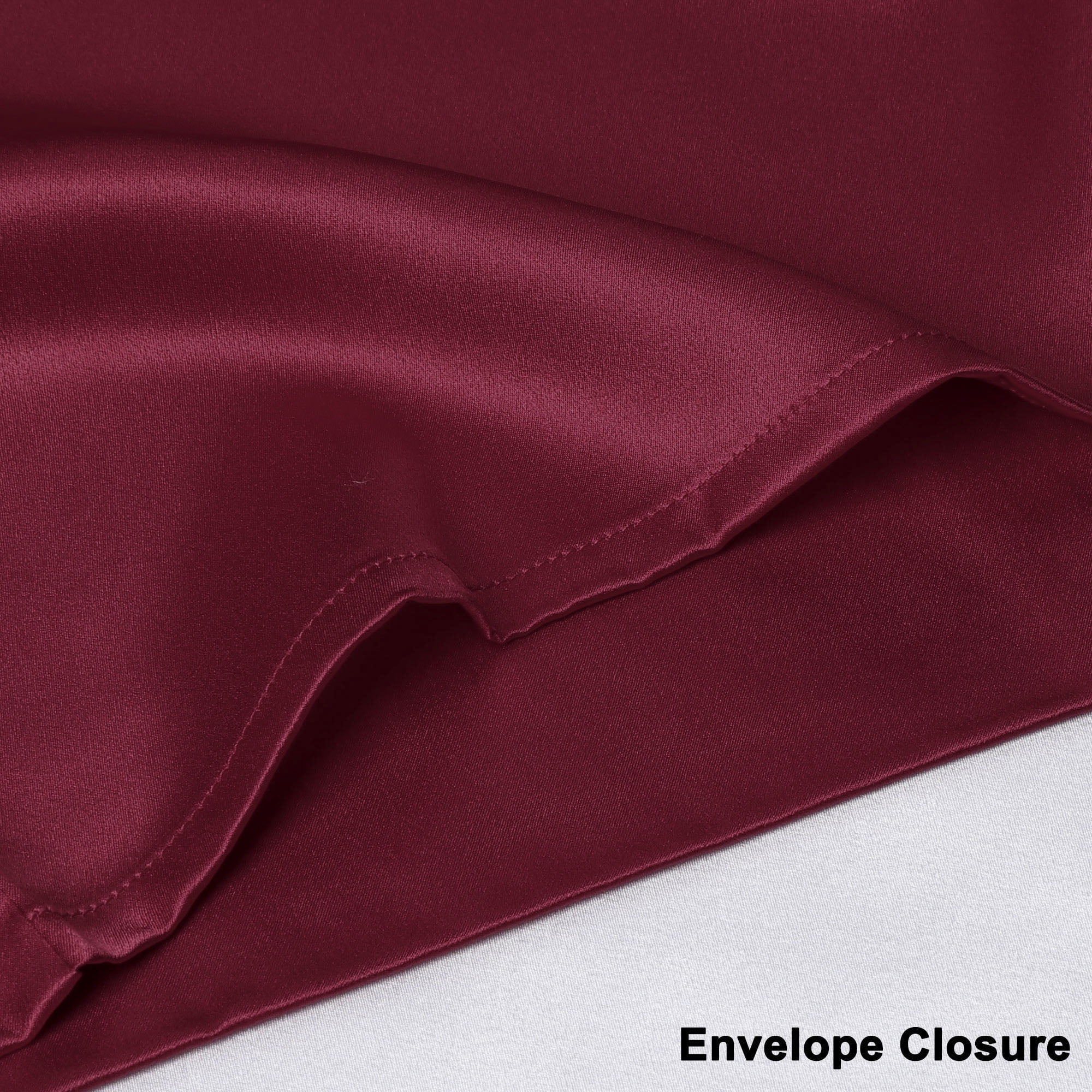 PiccoCasa 1Pc 19 Momme Silk Pillowcase with Envelope Closure Wine Red Travel/20"x14"