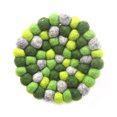 thumbnail image 1 of Hand Crafted Felt Ball Coasters from Nepal 4-pack, Chakra Greens, 1 of 3