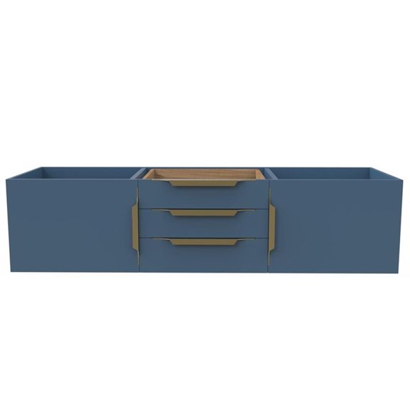 Alpine 60" Wood Floating Vanity Base in Blue with Gold Handles