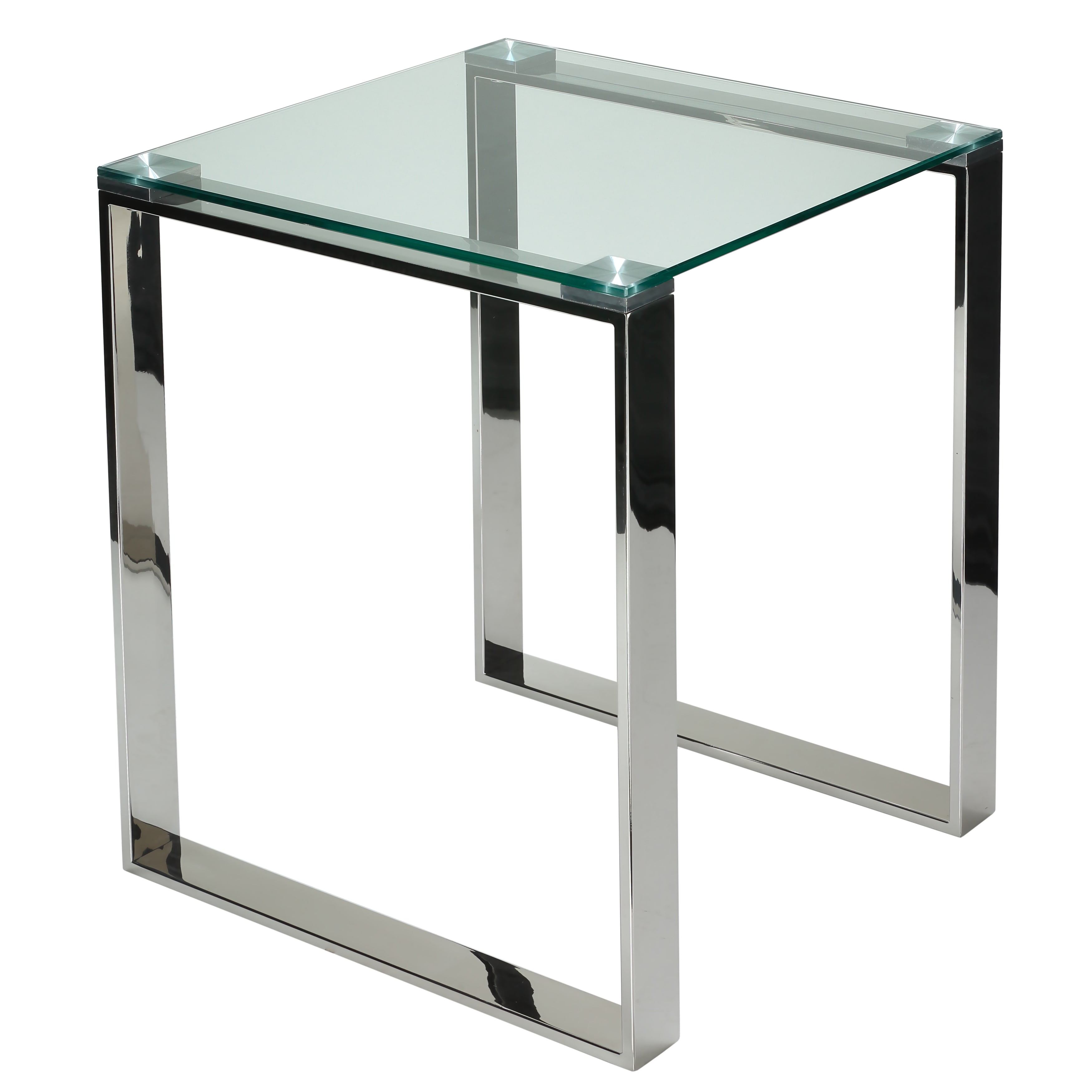 Cortesi Home Remi Contemporary Chrome Square Glass End Table Com Remi Contemporary Chrome Square Glass, Square Glass End Table
