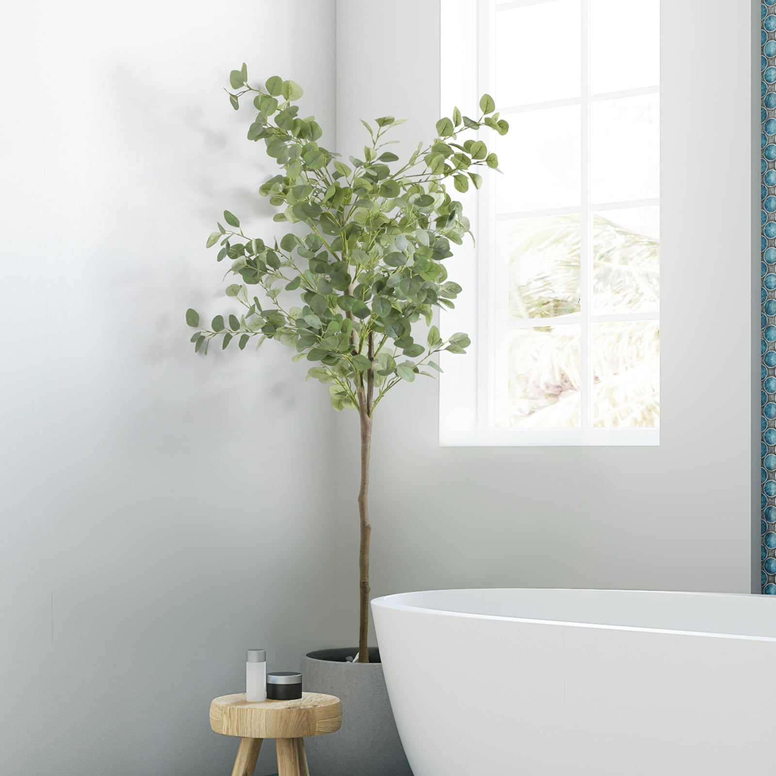 Indoor Faux Artificial Eucalyptus Tree, 6ft