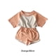 thumbnail image 5 of Sonducket Niños estilo casual camiseta pantalones cortos conjunto verano senderismo niños niñas manga corta algodón Tops piernas anchas conjuntos de ropa Naranja 80cm, 5 of 6