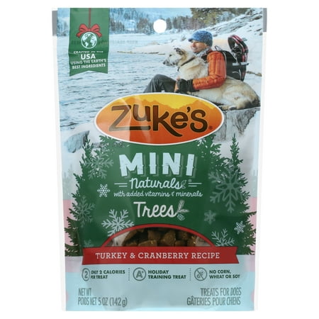 Zukes Mini Naturals Trees Soft And Chewy Bites  Bag Of Training Treats For Dogs  Turkey And Cranberry Recipe  5 oz. Bag