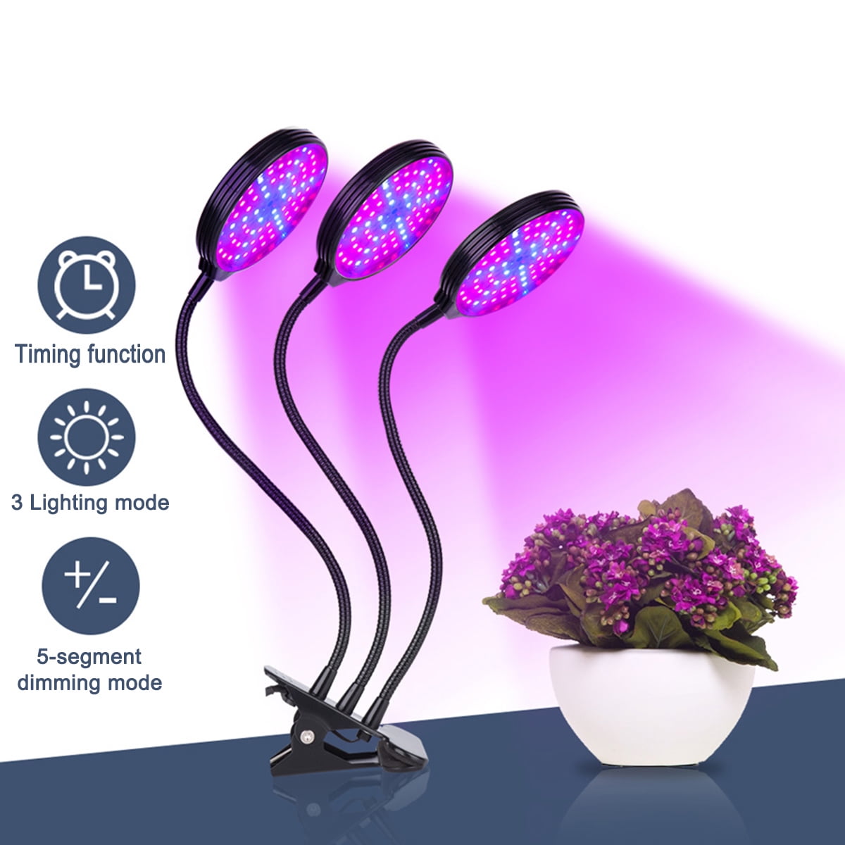 5 Dimmable & Auto On/Off 4/8/12H LED Grow Light Strip Juhefa 60W 3500K Sunlike Full Spectrum Plant Light Bar with 50 White/10 Deep Red Bulbs for Indoor Plants