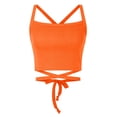 thumbnail image 6 of Public Womens Cropped Tank Tops Trendy Ribbed Sleeveless Square Neck Summer Basic Tops Causal Halter Slim Fit Cross Bandage Shirts Orange XL, 6 of 7