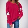 thumbnail image 2 of nerohusy Fall Sweatshirts for Women Spooky Season Sweatshirt Halloween Ghost Graphic Crewneck Tops Long Sleeve Pullover Sweater Red,XXL, 2 of 5