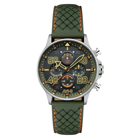 AVI-8 Hawker Typhoon Coningham Chronograph Harding Leather Strap Green Dial Quartz AV-4093-0D Men's Watch