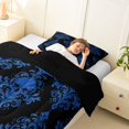 thumbnail image 3 of Homewish Boho Death Skull Twin Comforter Sets,Vintage Damask Bedding Set,Blue,Halloween Duvet,Black Reversible,2-Piece,1 Comforter and 1 Pillowcase, 3 of 7