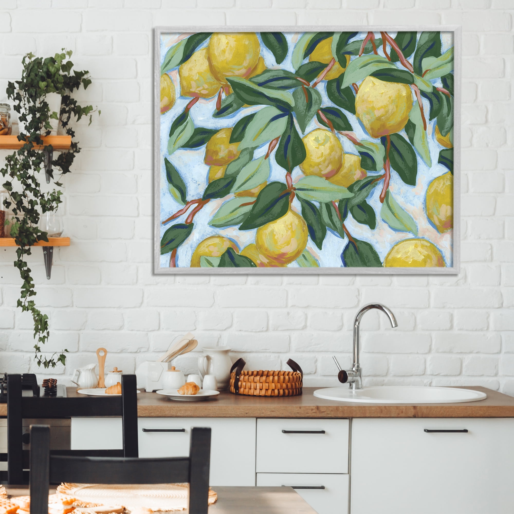 Stupell Industries Summer Citrus Tree Gray Framed Giclee Art, design by June Erica Vess