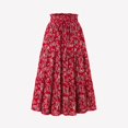 thumbnail image 4 of LWavelet Floral Flared Midi Skirt Women Daily Casual Flowy Stylish Versatile Bottoms Red M, 4 of 8