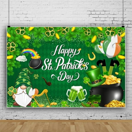 Image of SUNOLIFE 6x4ft Happy St.Patrick s Day Backdrops Spring Irish Green Lucky Shamrock Photography Background Saint Patrick s Day Party Decorations