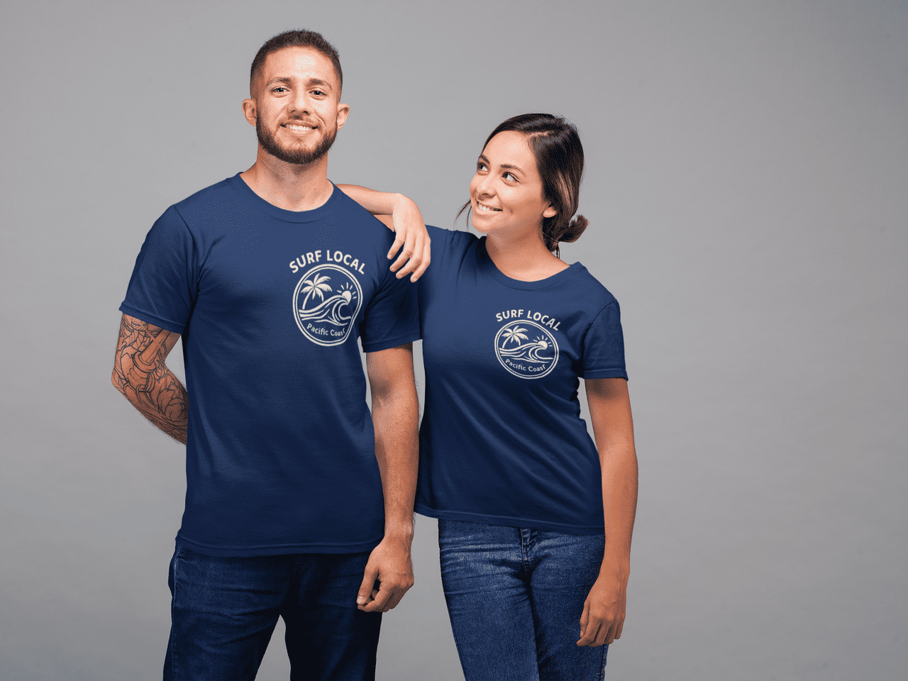 Surf Local Pacific Coast T-Shirt – Vintage Surf Graphic Tee, Beach Wave Shirt, Front & Back Print Unisex Crewneck