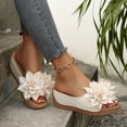 thumbnail image 2 of Platform Wedge Sandals for Women Fashion Flower Open Toe Walking Slides Shoes Comfortable Non Slip Beach Sandal Gold Size 8.5, 2 of 6