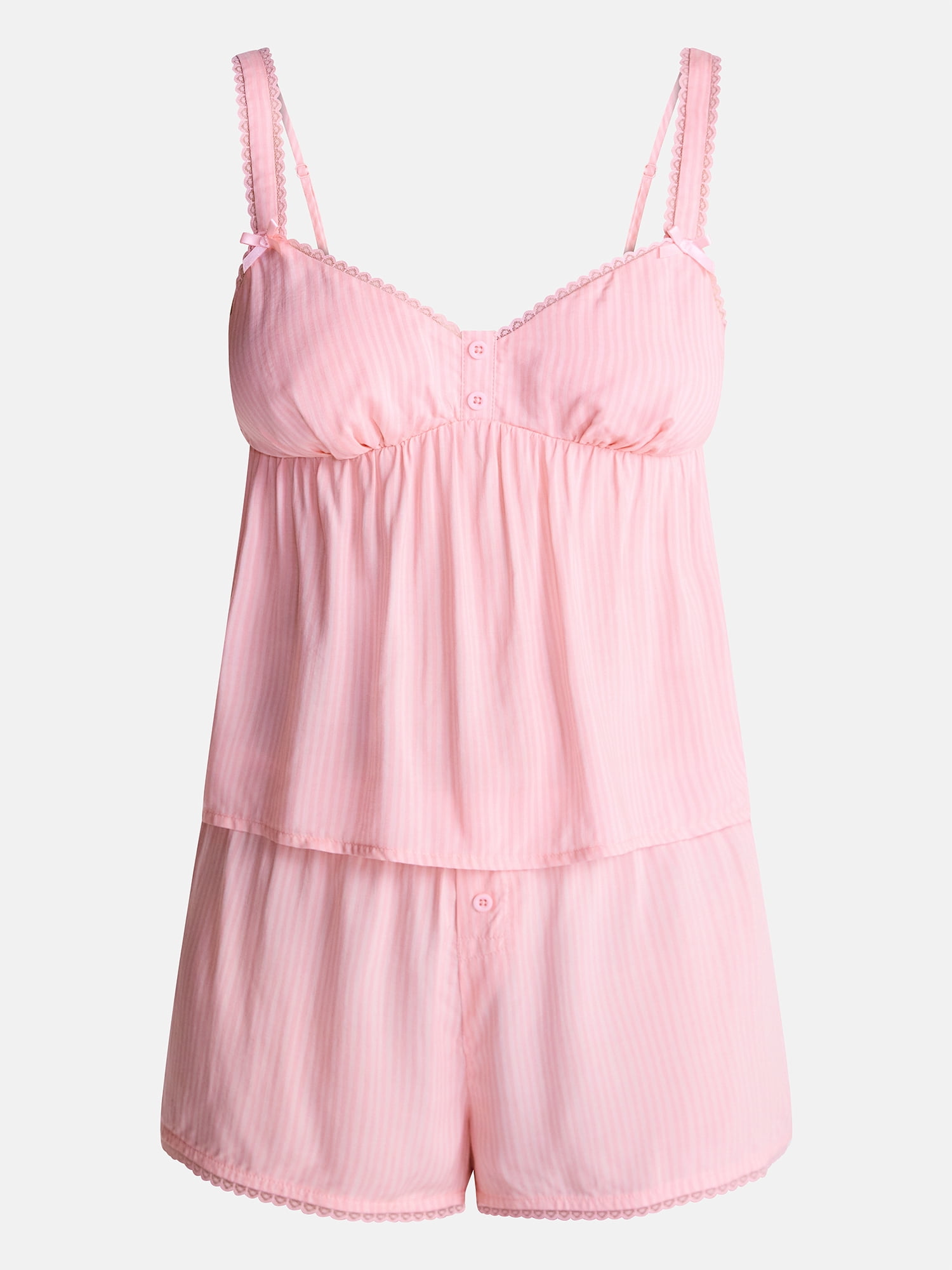 No Boundaries Woven Cami Top and Shorts Sleep Set, 2-Piece, Women's XS-XXL
