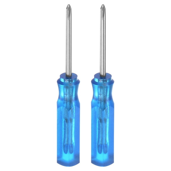 Uxcell 2Pcs PH0 Mini Phillips Screwdriver 1.5mm Magnetic Cross Head 45mm Length for Repairs, Blue