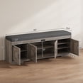 thumbnail image 2 of 60” Shoe Storage Bench with Deodorizer, Farmhouse Shoe Organizer Cabinet with Cushion Seat, 4 Doors, Adjustable Shelf for Entryway, Bedroom & Living Room, Gray, 2 of 7