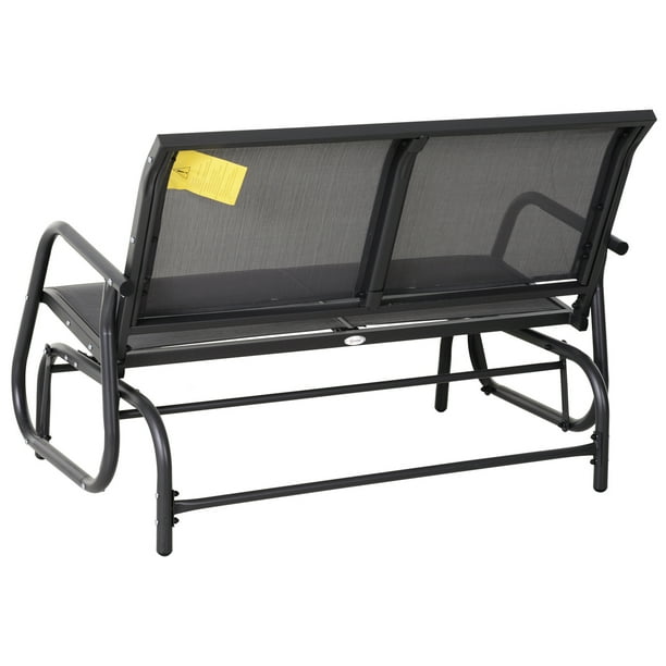 Outsunny Patio Double Glider Outdoor Steel Sling Fabric Gliding