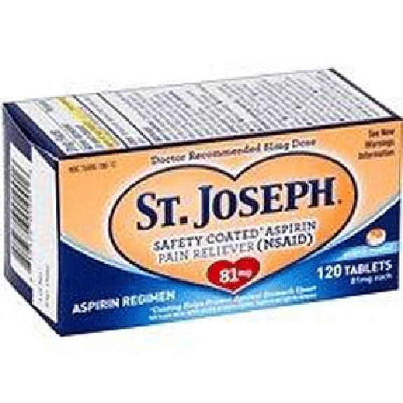 St.Joseph Aspirin 81Mg Enteric Coated Pain Reliever Tablets - 120 Ea