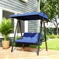 thumbnail image 2 of Outsunny 2 Seater Outdoor Swing Chair Porch Swing Bench with Canopy, Blue, 2 of 10