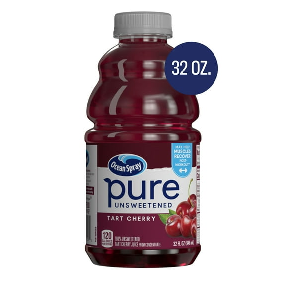Ocean Spray® Pure Unsweetened Tart Cherry, 100% Tart Cherry Juice, 32 fl oz Bottle