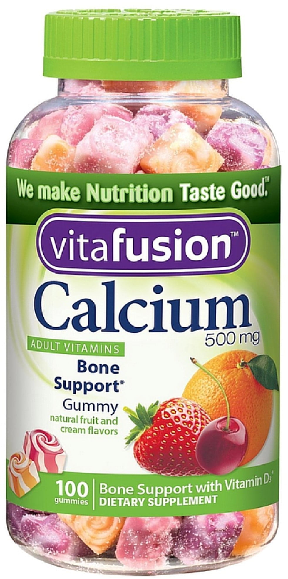 2 Pack Vitafusion Calcium 500 mg Gummy Vitamins For Adults, Creamy Swirled Fruit 100 ea