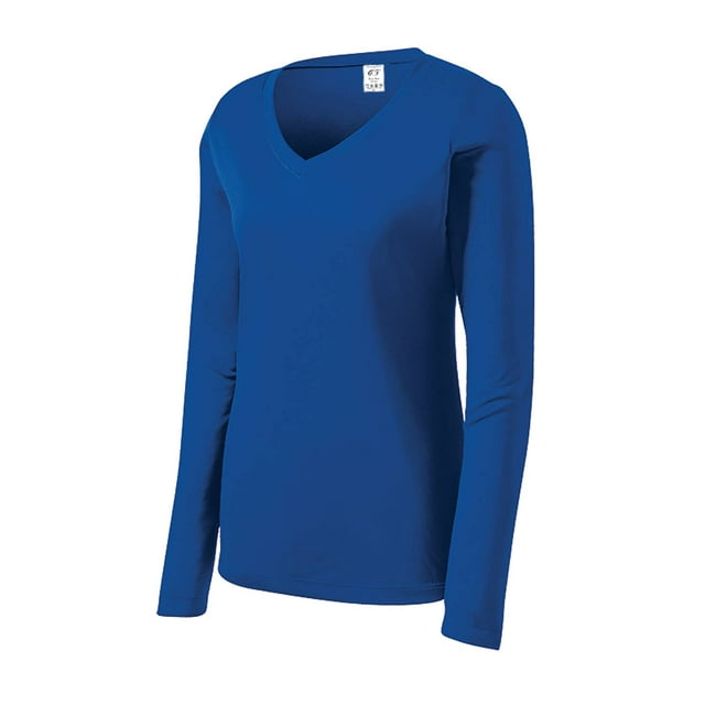 Gravity Threads Womens Long-Sleeve Moisture-Wick V-Neck - True Royal - Medium