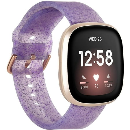 AIMTYD Compatible avec Fitbit Versa 3/Fitbit Sense Bands pour Femme Homme,  Bracelet de Remplacement en Silicone Doux Brillant Pailleté pour Fitbit  Versa 3/Sense Smartwatch (Violet)