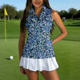 thumbnail image 2 of Women's Sleeveless Golf Shirt Collared Zip Up Collared Tank Top, Quick Dry Polyester for Tennis and Gym Blue M, 2 of 6