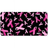 Breast Cancer Awareness Ribbon Novelty Metal Vanity License Tag Plate