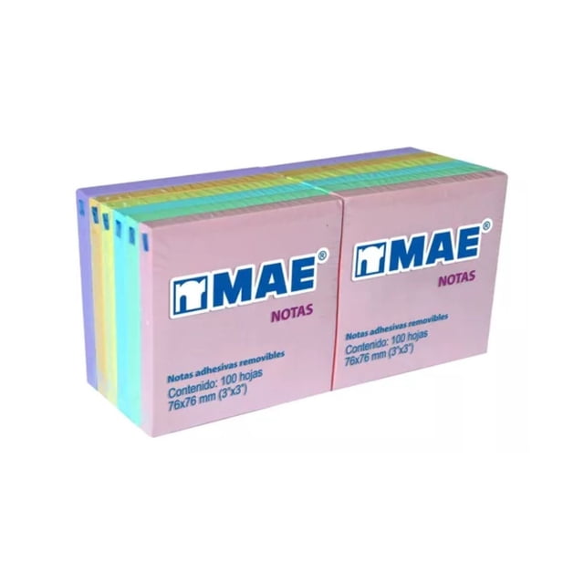 12 Blocks Notas Adhesivas MAE Colores Pastel 7.6x7.6cm 1200h hojas, Anotaciones