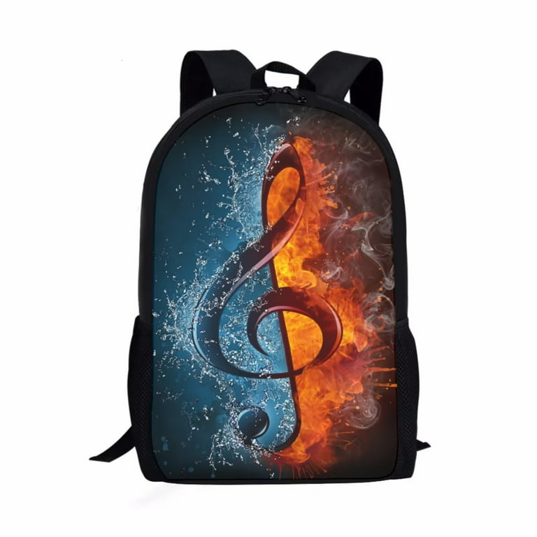 Renewold Boy Backpacks for Elementary School Bookbag Cool Middle Junior Students Schoolbag Kids Youth Shoulder Bag Water Fire Music Notes Print Travel