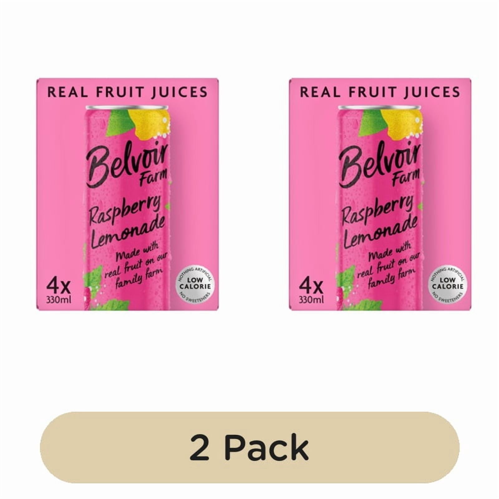 Belvoir Farm Delicious & Light Raspberry Lemonade 4 x 330ml, British Import (Pack of 2)