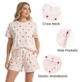 thumbnail image 2 of PatPat Lounge Sets for Women Pajamas 2 Piece Short Sleeve Top and Shorts Loungewear Casual Outfits Sets with Drawstring Pockets, Beige, L, 2 of 13