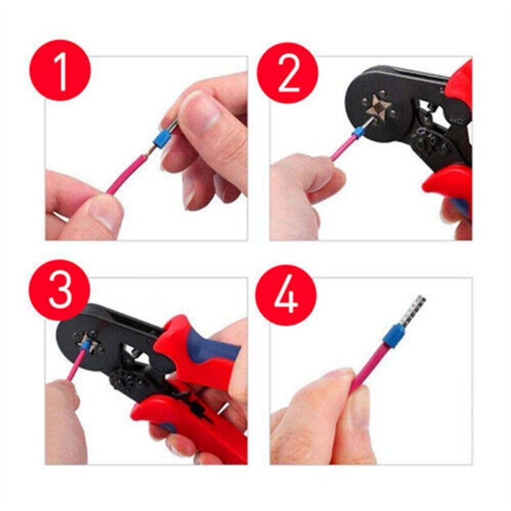 Crimper Plier HSC8 6-4A Ferrule Crimping Tool Kit With 1200pcs Ferrules Connectors Adjustable Ratchet And Lever Crimping Pliers Tool For Wire Sleeves