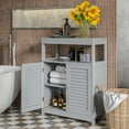 thumbnail image 2 of Costway Bathroom Floor Cabinet Storage Organizer with Open Shelf & Double Shutter Door Grey, 2 of 9