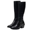 thumbnail image 2 of Sam Edelman Tamea Black Washed Leather Squared Toe Stacked Heel Western Boots (Black Washed Leather, 5), 2 of 6