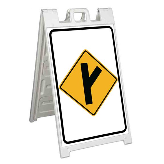 Side Road at Angle Right (24" X 36") Standard A-Frame Signicade, Includes Decal Applied To Stand