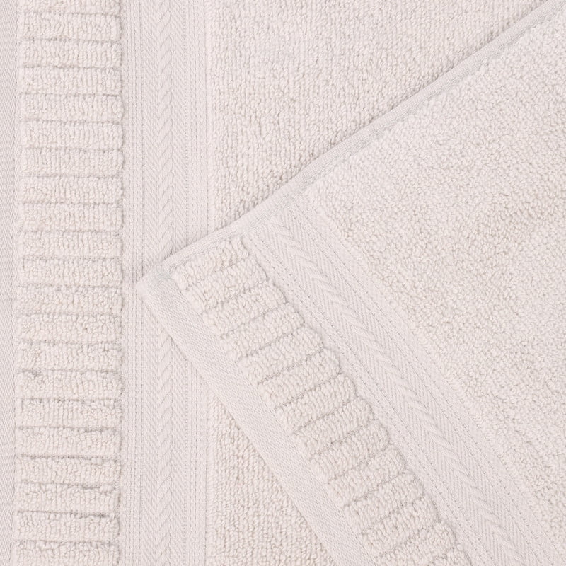 Superior Venice Ribbed Textured Border Zero Twist 3 Piece Towel Set, Silver