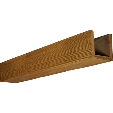 Ekena Millwork 12"W x 8"H x 16'L 3-Sided (U-beam) Sandblasted Endurathane Faux Wood Ceiling Beam, Burnished Pine
