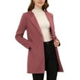 thumbnail image 1 of INSPIRE CHIC Women's Half Lapel Long Sleeves One Button Winter Mid-Length Overcoat M Dusty Pink, 1 of 5