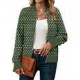 thumbnail image 2 of Czzoypi Women's Casual Zip Up Hoodie Sweatshirt Jacket Polka Dot Print Long Sleeve Loose Comfy Pullover with Pockets, Green XXL, 2 of 6