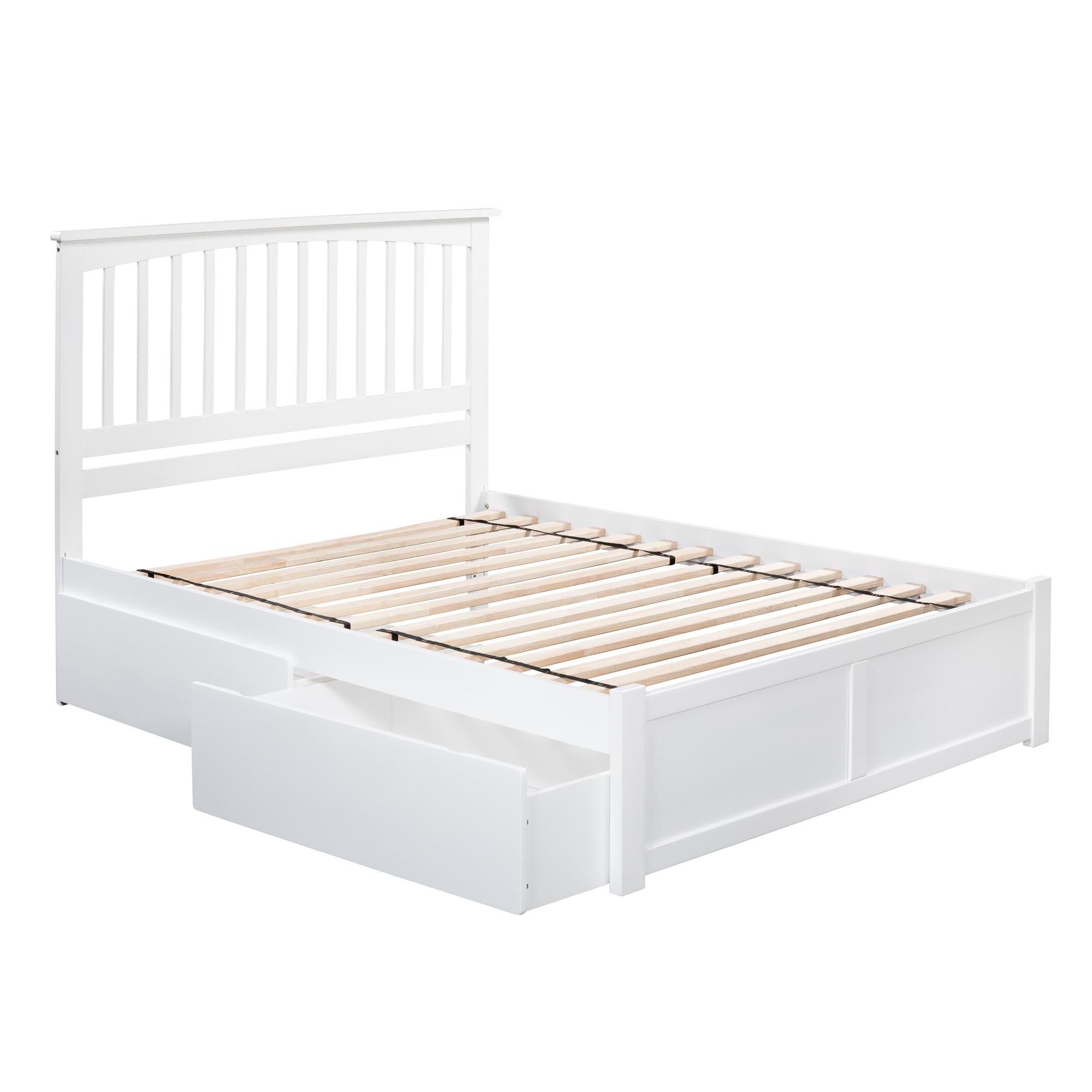 Mission Platform Bed with Flat Panel Foot Board and 2 Urban Bed Drawers